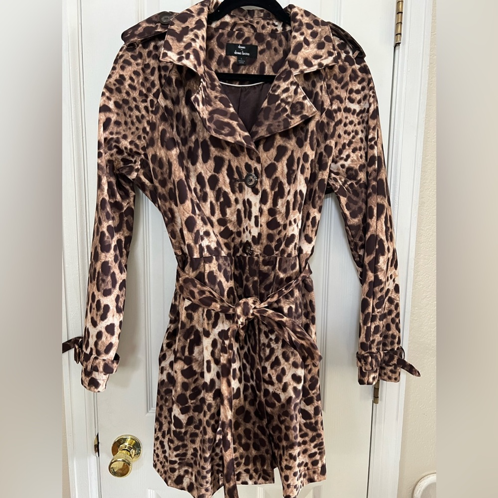 Dennis Basso Animal Print Lined Trench/Rain Coat Size L with Belt